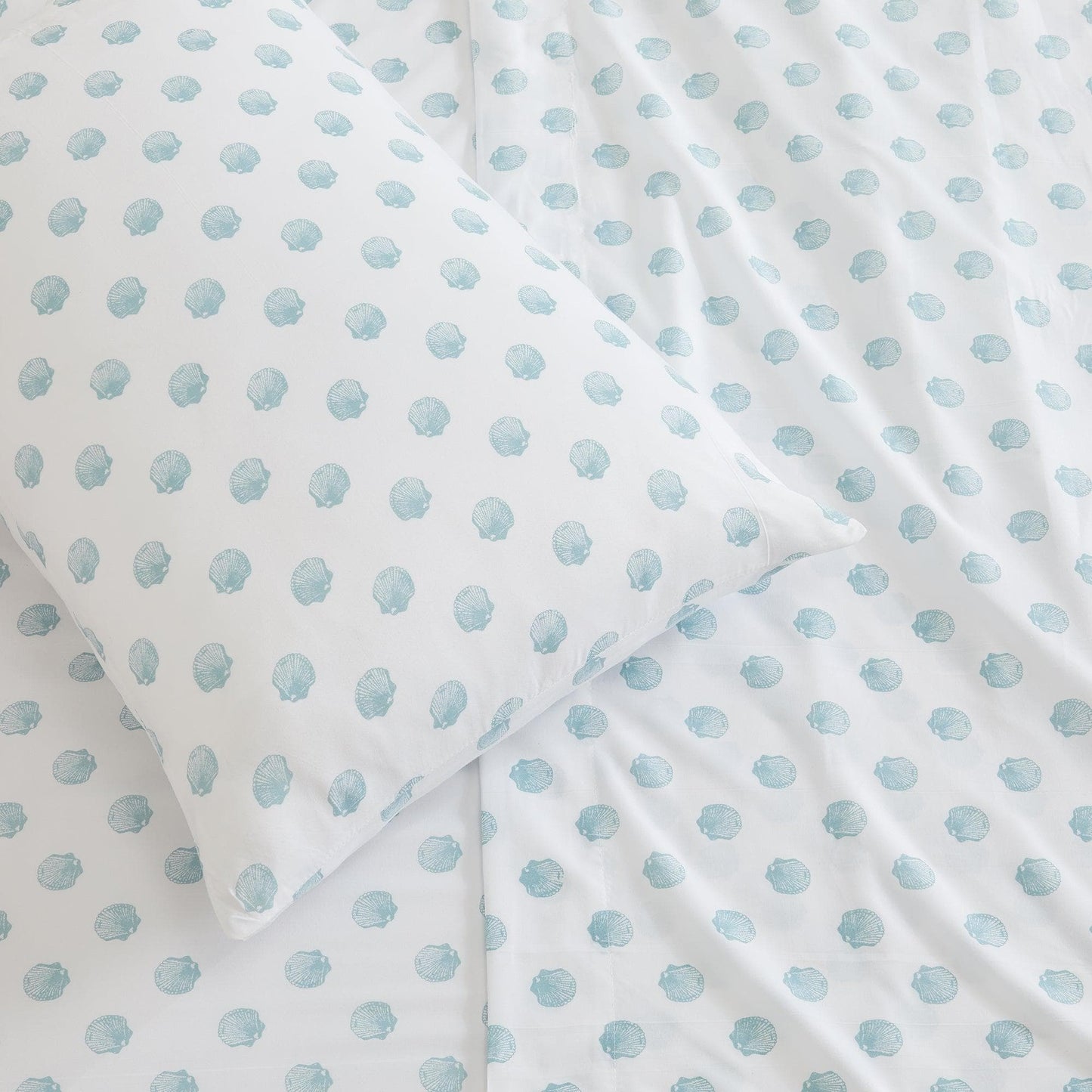 Sleep City Twin / Little Seashells 4-Piece Coastal Microfiber Sheet Set - Nantucket Collection Great Bay Home