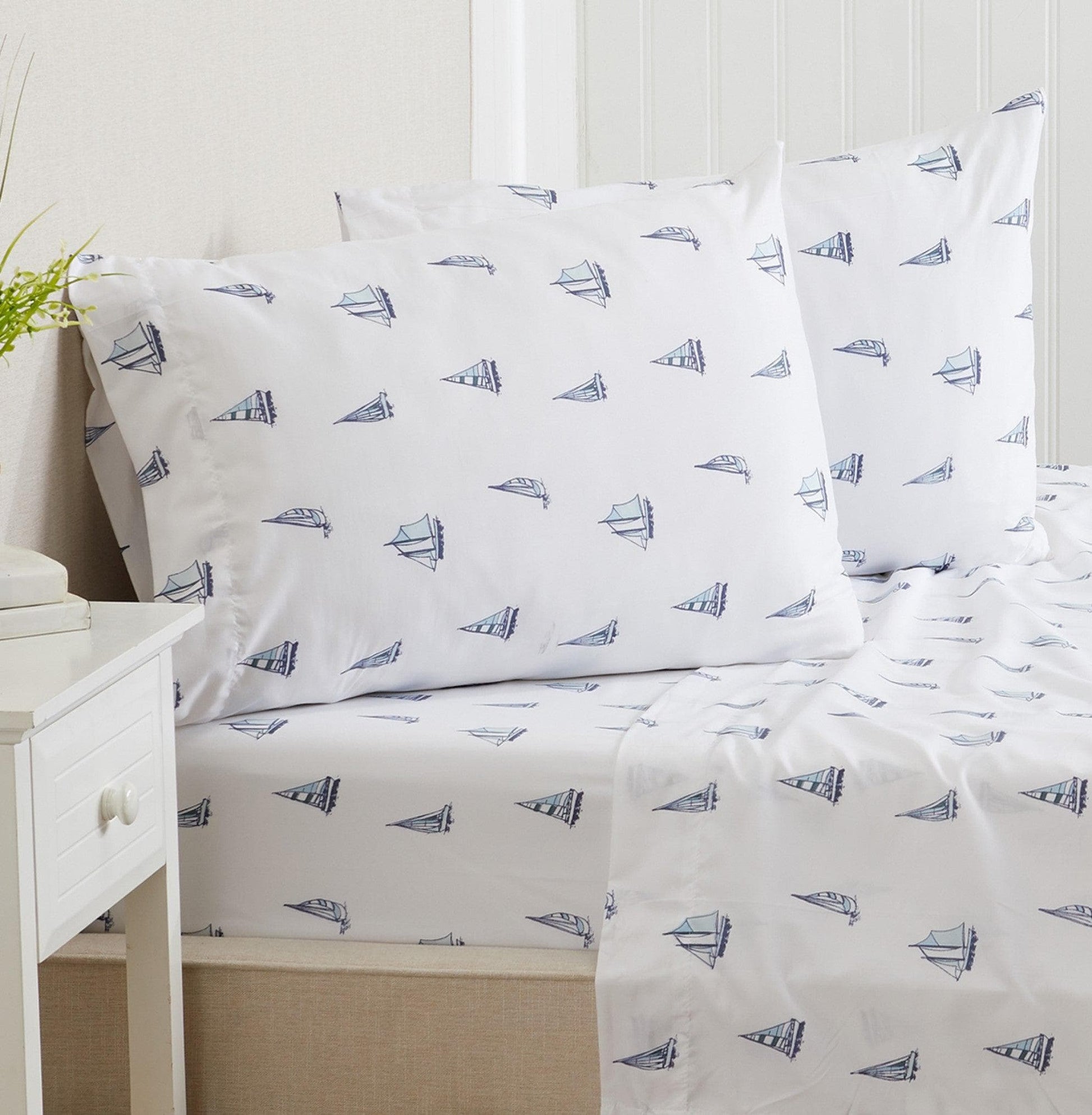 Sleep City Twin / Little Seashells 4-Piece Coastal Microfiber Sheet Set - Nantucket Collection Great Bay Home
