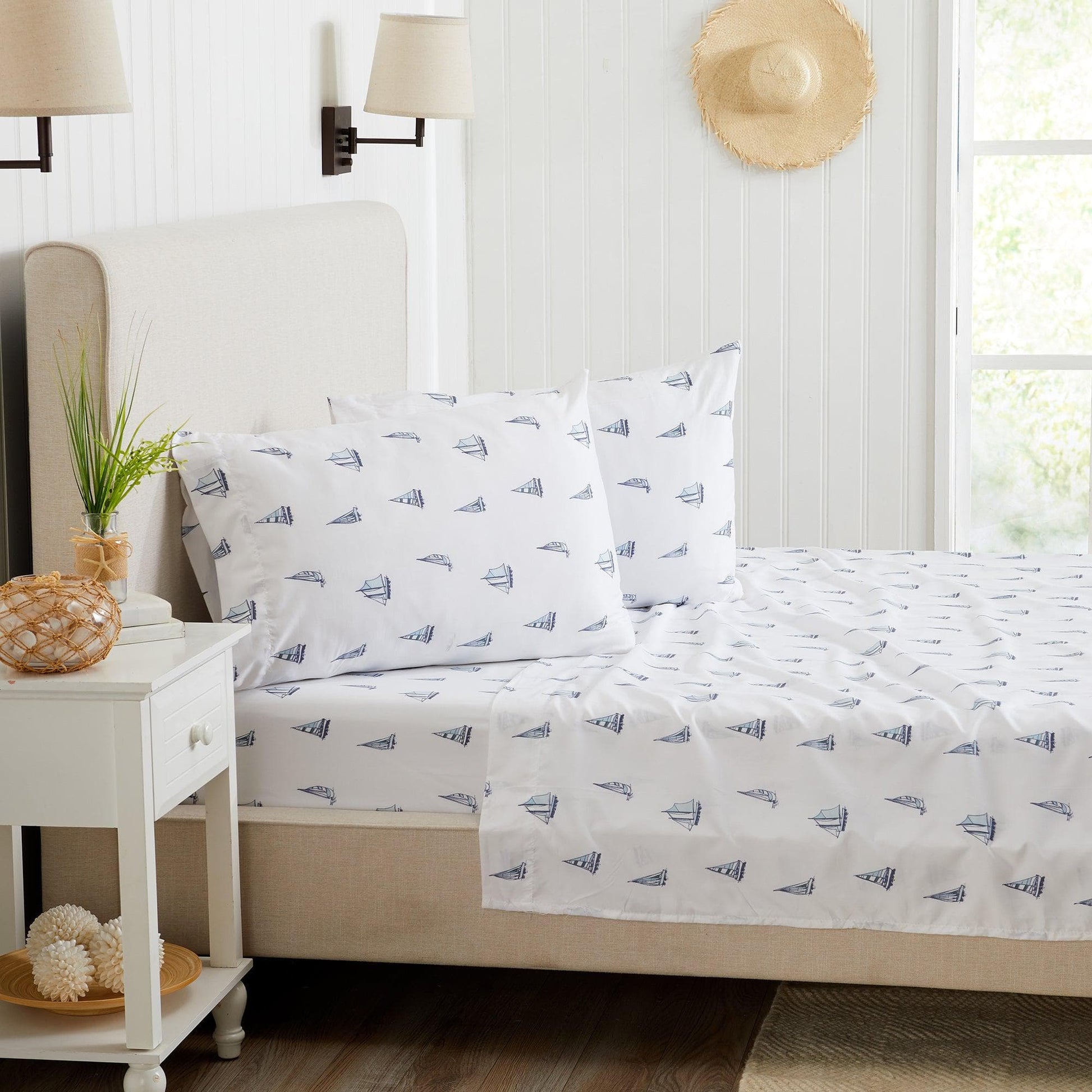 Sleep City Twin / Little Seashells 4-Piece Coastal Microfiber Sheet Set - Nantucket Collection Great Bay Home