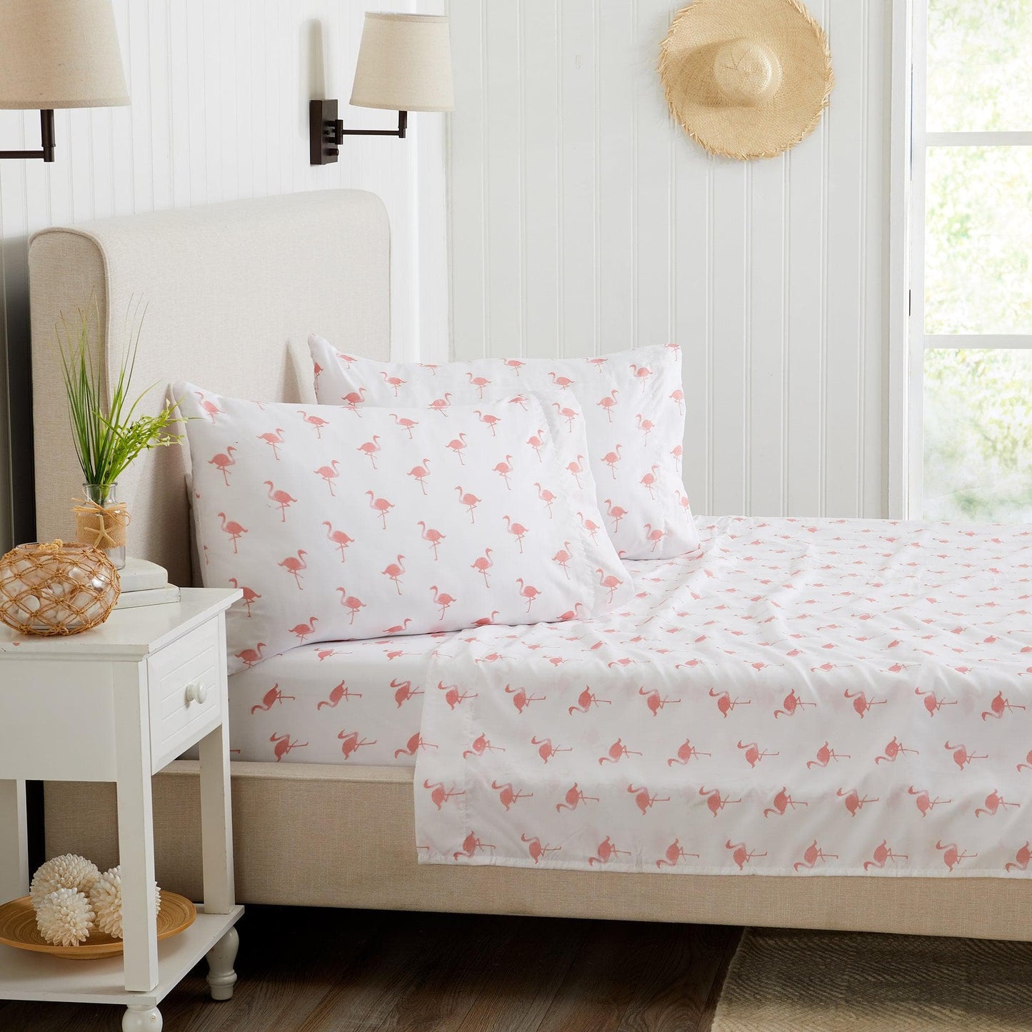 Sleep City Twin / Little Seashells 4-Piece Coastal Microfiber Sheet Set - Nantucket Collection Great Bay Home