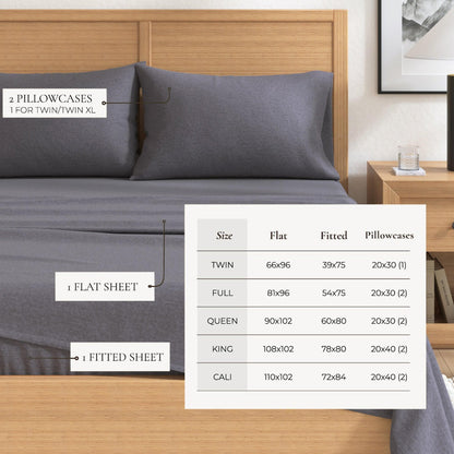 Sleep City Twin / Heathered Sand 4 Piece Heathered Solid Cotton Blend Flannel Sheet Set - Anders Collection Great Bay Home
