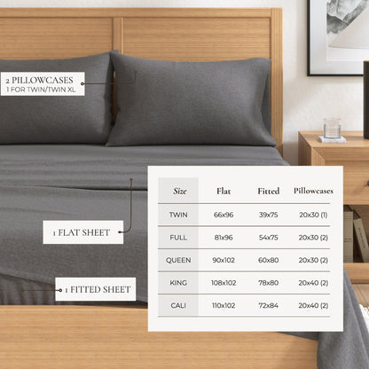Sleep City Twin / Heathered Sand 4 Piece Heathered Solid Cotton Blend Flannel Sheet Set - Anders Collection Great Bay Home