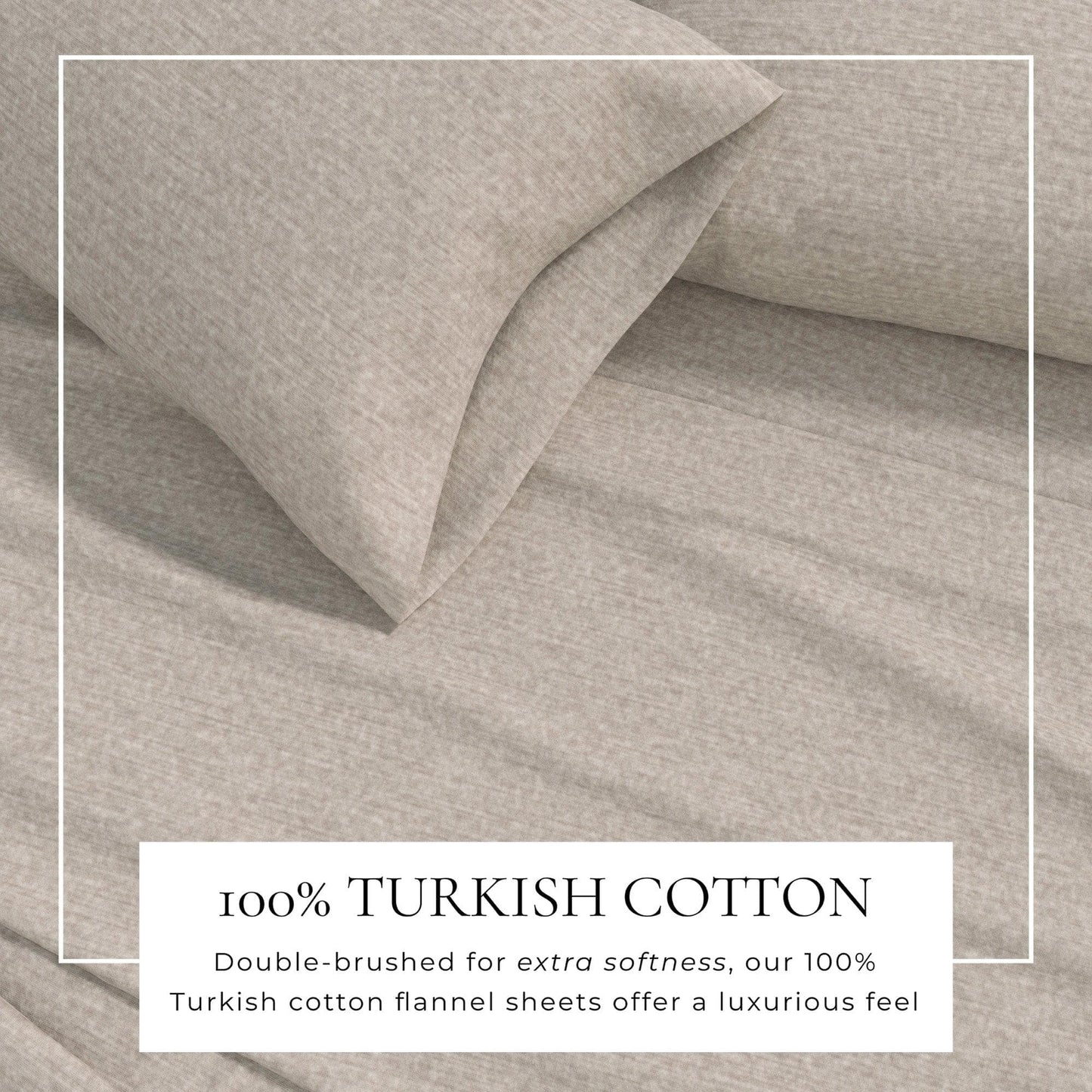 Sleep City Twin / Heathered Sand 4 Piece Heathered Solid Cotton Blend Flannel Sheet Set - Anders Collection Great Bay Home