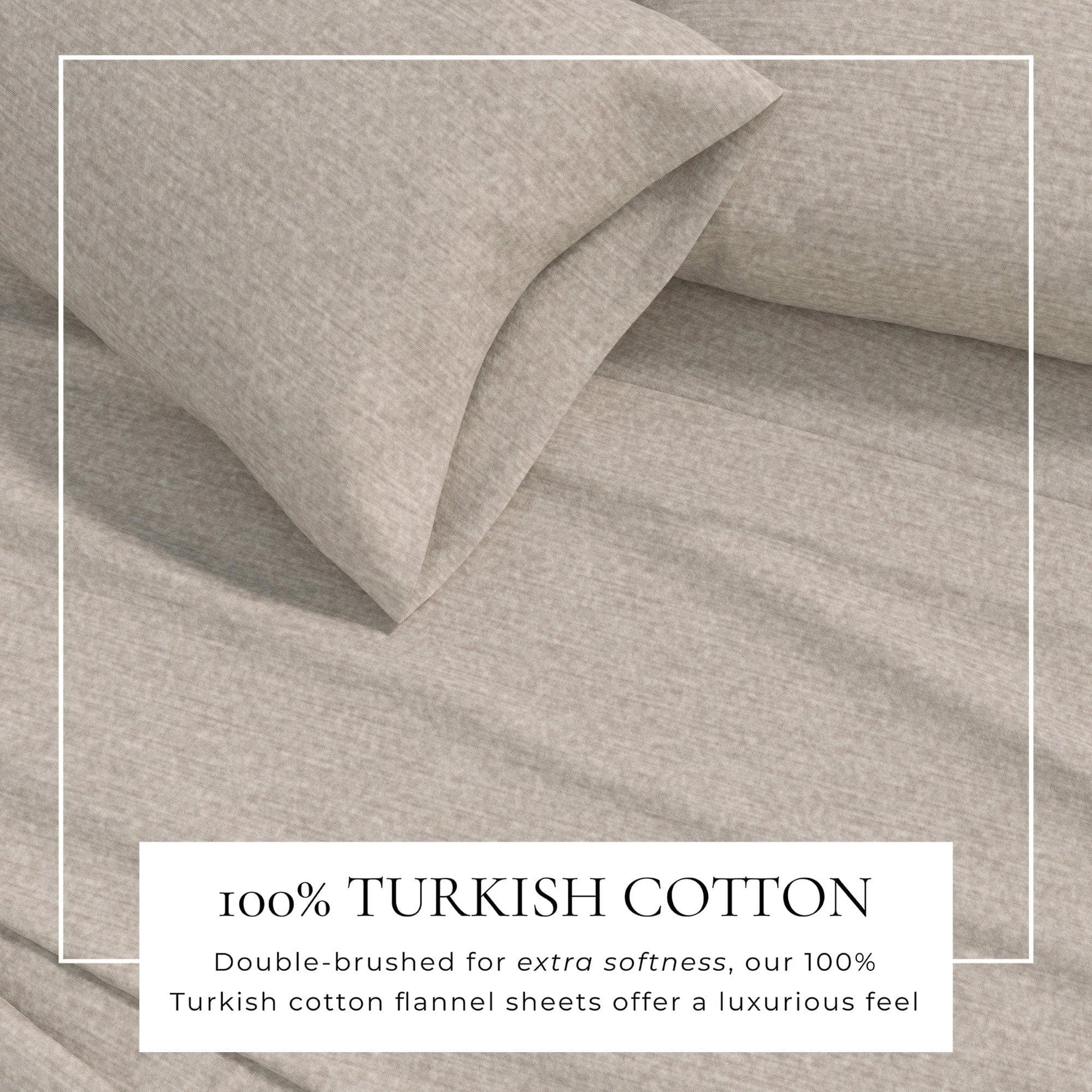 Sleep City Twin / Heathered Sand 4 Piece Heathered Solid Cotton Blend Flannel Sheet Set - Anders Collection Great Bay Home