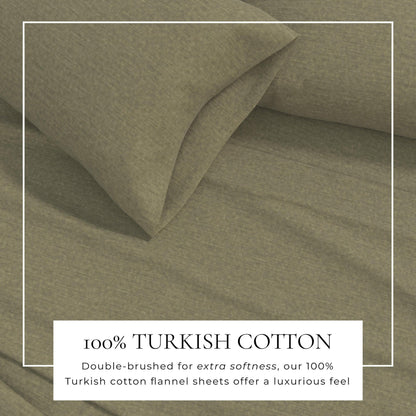 Sleep City Twin / Heathered Sand 4 Piece Heathered Solid Cotton Blend Flannel Sheet Set - Anders Collection Great Bay Home