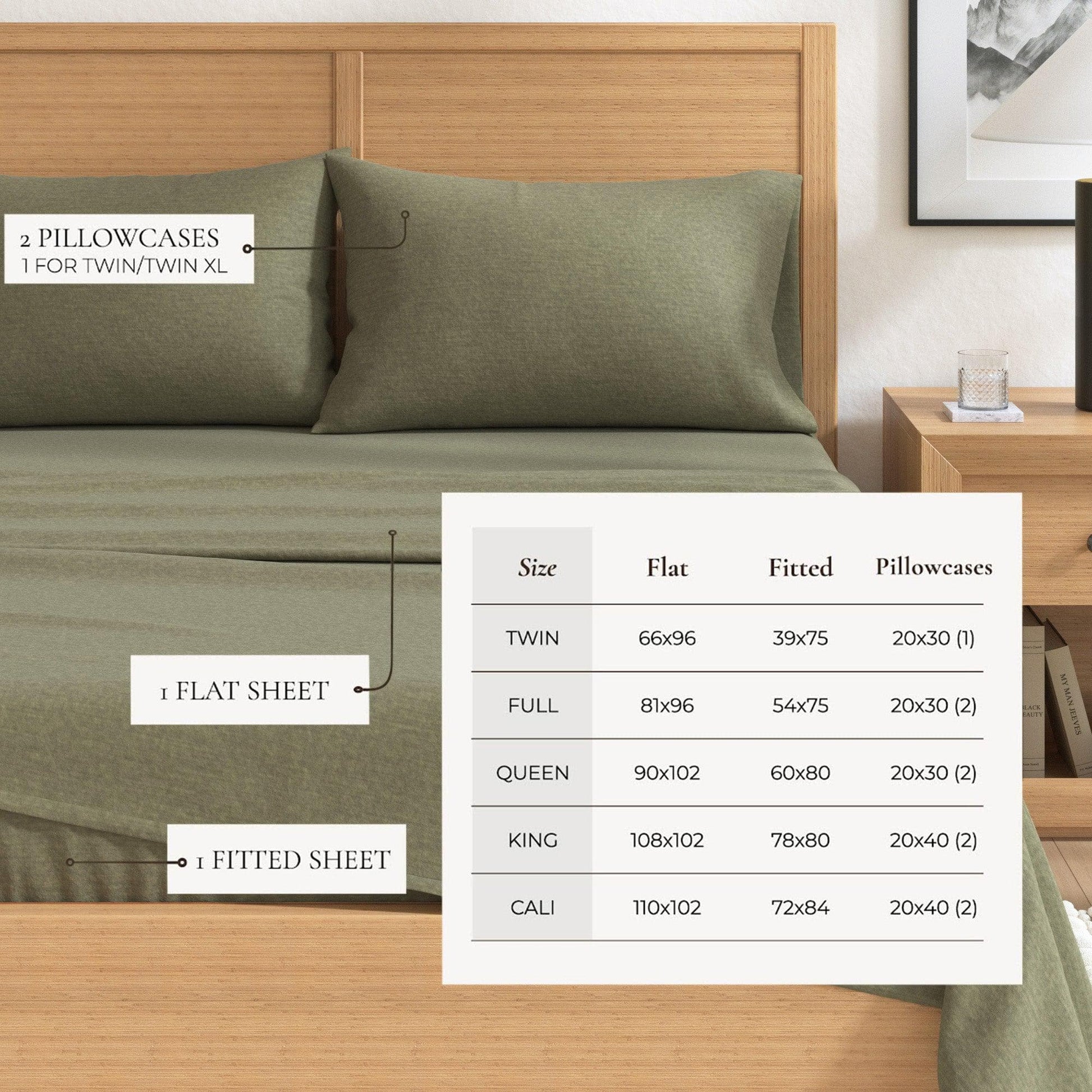 Sleep City Twin / Heathered Sand 4 Piece Heathered Solid Cotton Blend Flannel Sheet Set - Anders Collection Great Bay Home