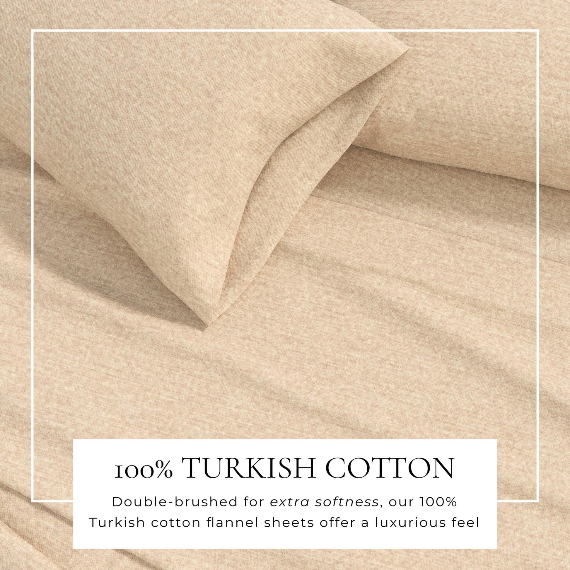 Sleep City Twin / Heathered Sand 4 Piece Heathered Solid Cotton Blend Flannel Sheet Set - Anders Collection Great Bay Home