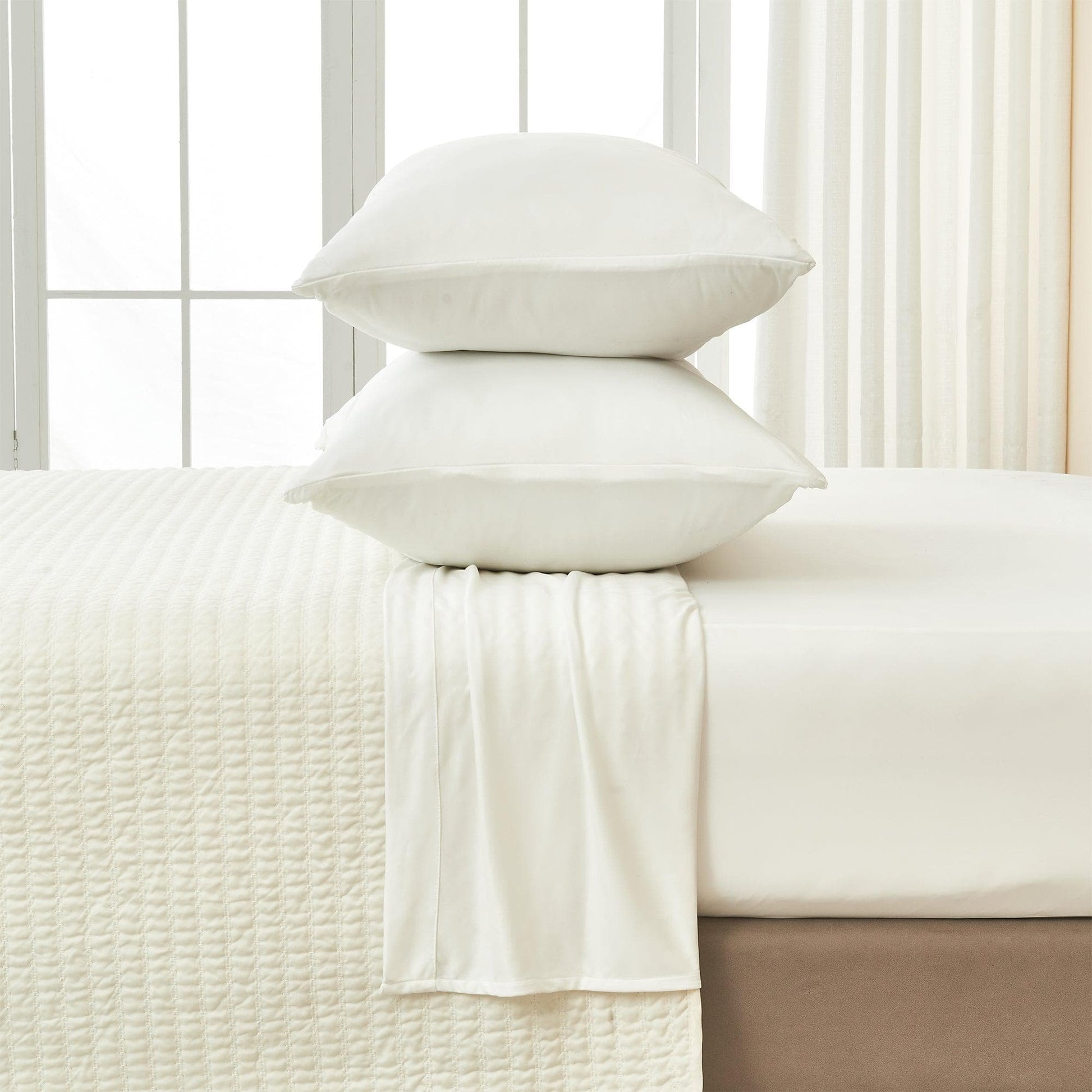 Sleep City Twin / Alpine White Sheets 4-Piece Interlock Microfiber Sheet Set - Mackenna Collection Great Bay Home