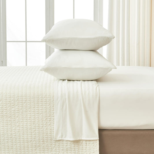 Sleep City Twin / Alpine White Sheets 4-Piece Interlock Microfiber Sheet Set - Mackenna Collection Great Bay Home