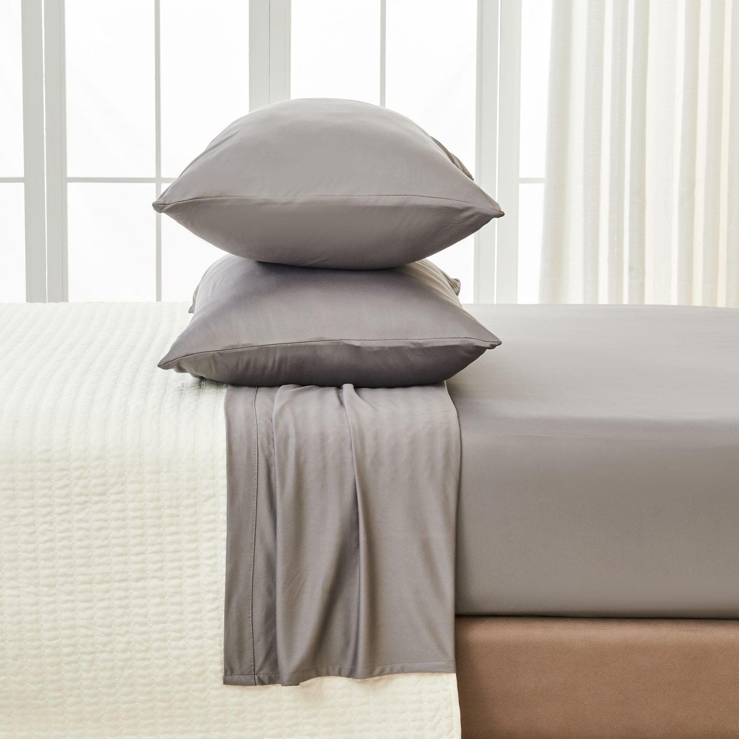 Sleep City Twin / Graphite Sheets 4-Piece Interlock Microfiber Sheet Set - Mackenna Collection Great Bay Home