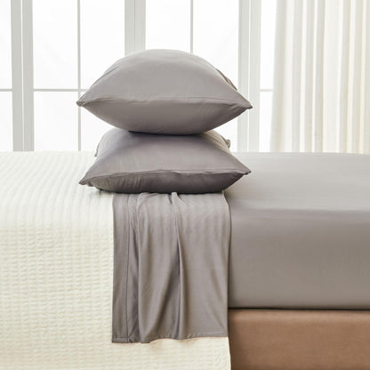 Sleep City Twin / Graphite Sheets 4-Piece Interlock Microfiber Sheet Set - Mackenna Collection Great Bay Home