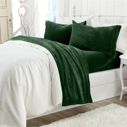 Sleep City Full / Navy 4-Piece Solid Jewel-Toned Plush Sheet - Velvet Luxe Collection Great Bay Home