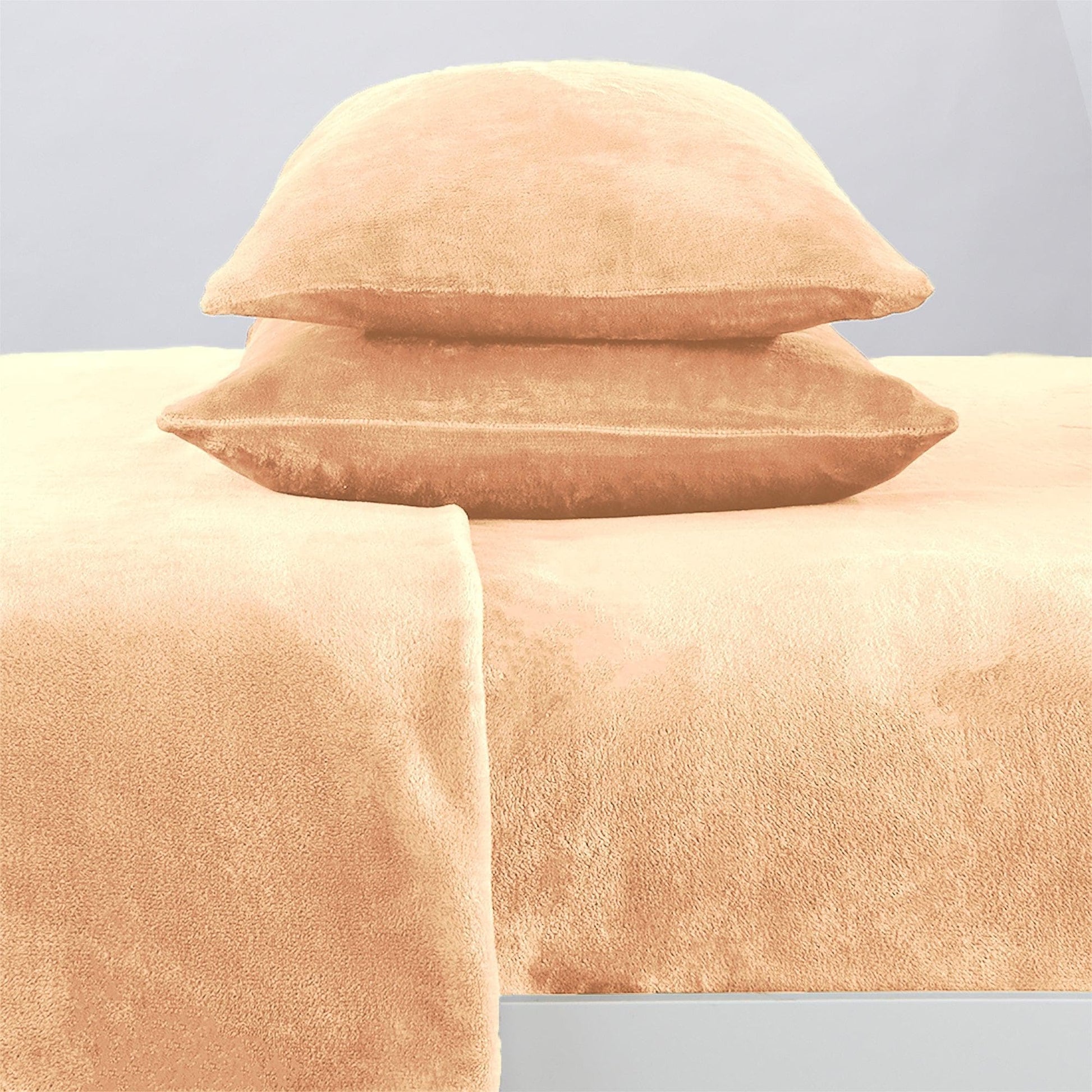 Sleep City Twin / Nude 4-Piece Solid Jewel-Toned Plush Sheet - Velvet Luxe Collection Great Bay Home