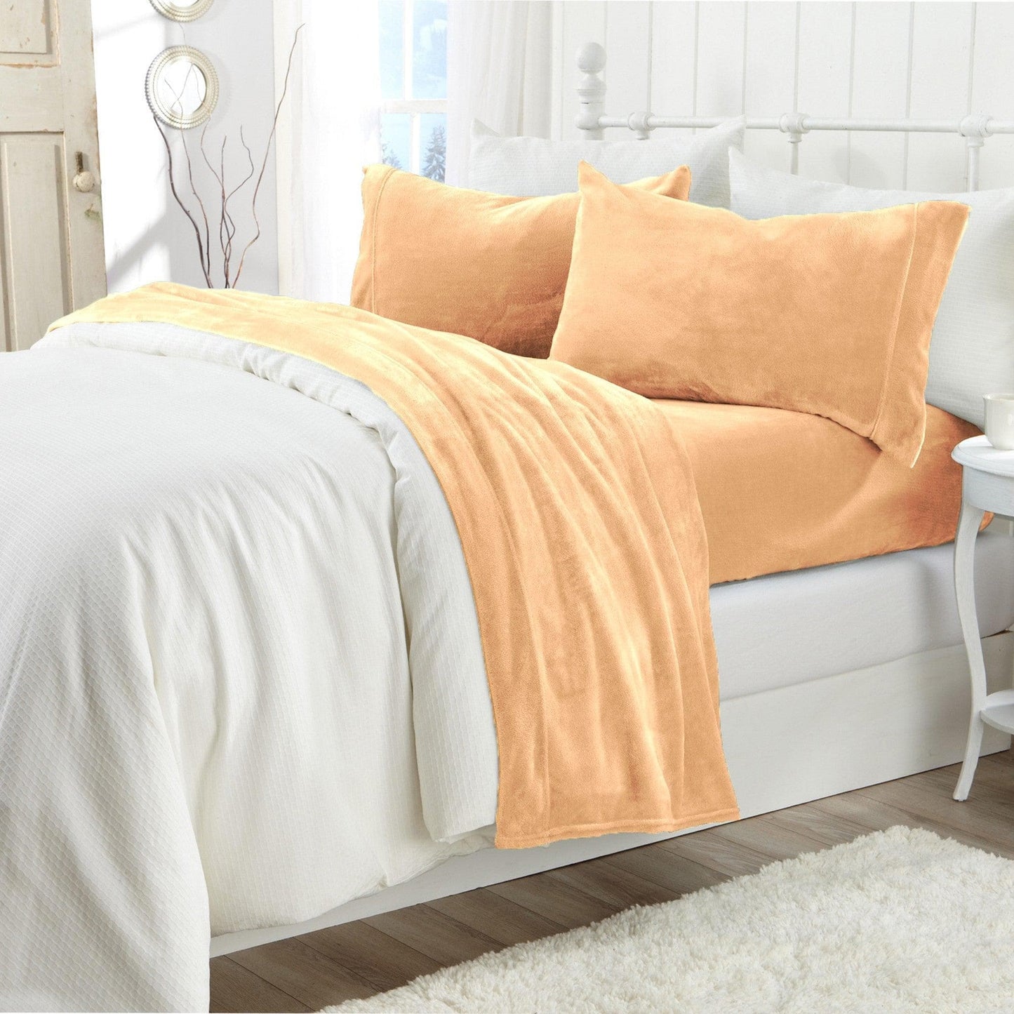 Sleep City Full / Navy 4-Piece Solid Jewel-Toned Plush Sheet - Velvet Luxe Collection Great Bay Home