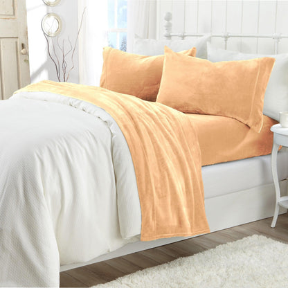Sleep City Full / Navy 4-Piece Solid Jewel-Toned Plush Sheet - Velvet Luxe Collection Great Bay Home