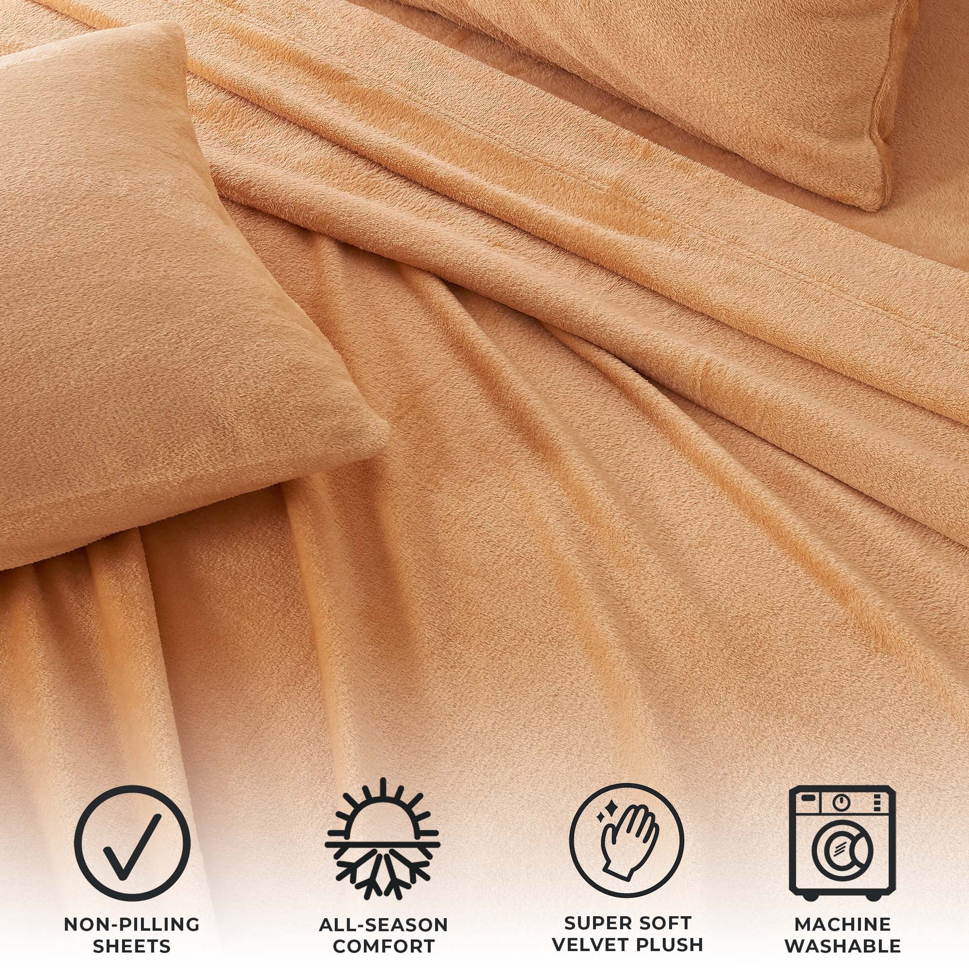 Sleep City Full / Navy 4-Piece Solid Jewel-Toned Plush Sheet - Velvet Luxe Collection Great Bay Home