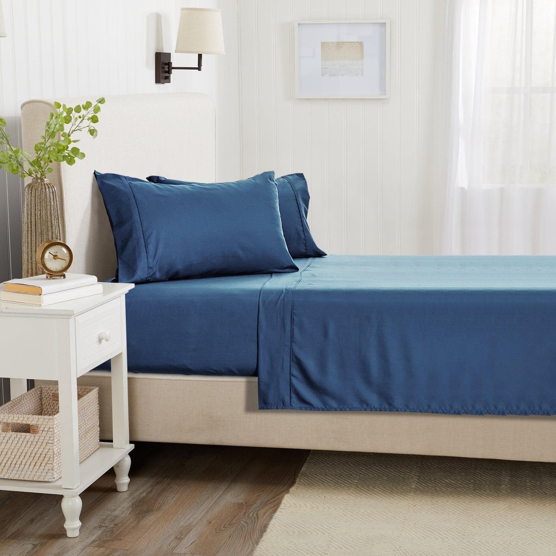 Sleep City Twin / Rose Bed Sheets 4 Piece Rayon Derived from Bamboo Sheet Set - Jordyn Collection Great Bay Home