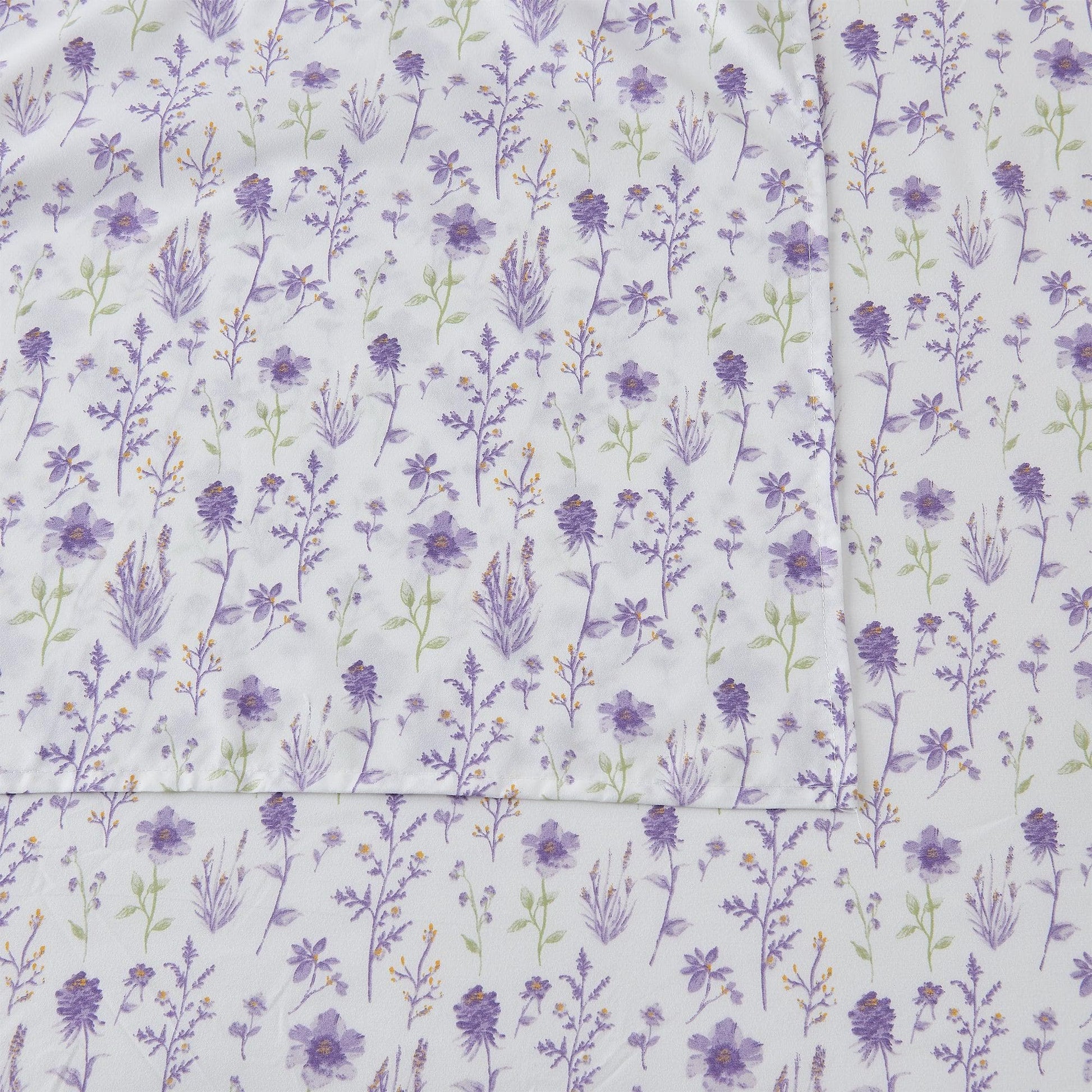 Sleep City Twin / Colorful Floral - Lavender Sheets 4 Piece Watercolor Floral Microfiber Sheet - Delia Collection Great Bay Home