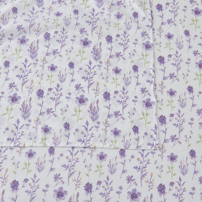 Sleep City Twin / Colorful Floral - Lavender Sheets 4 Piece Watercolor Floral Microfiber Sheet - Delia Collection Great Bay Home