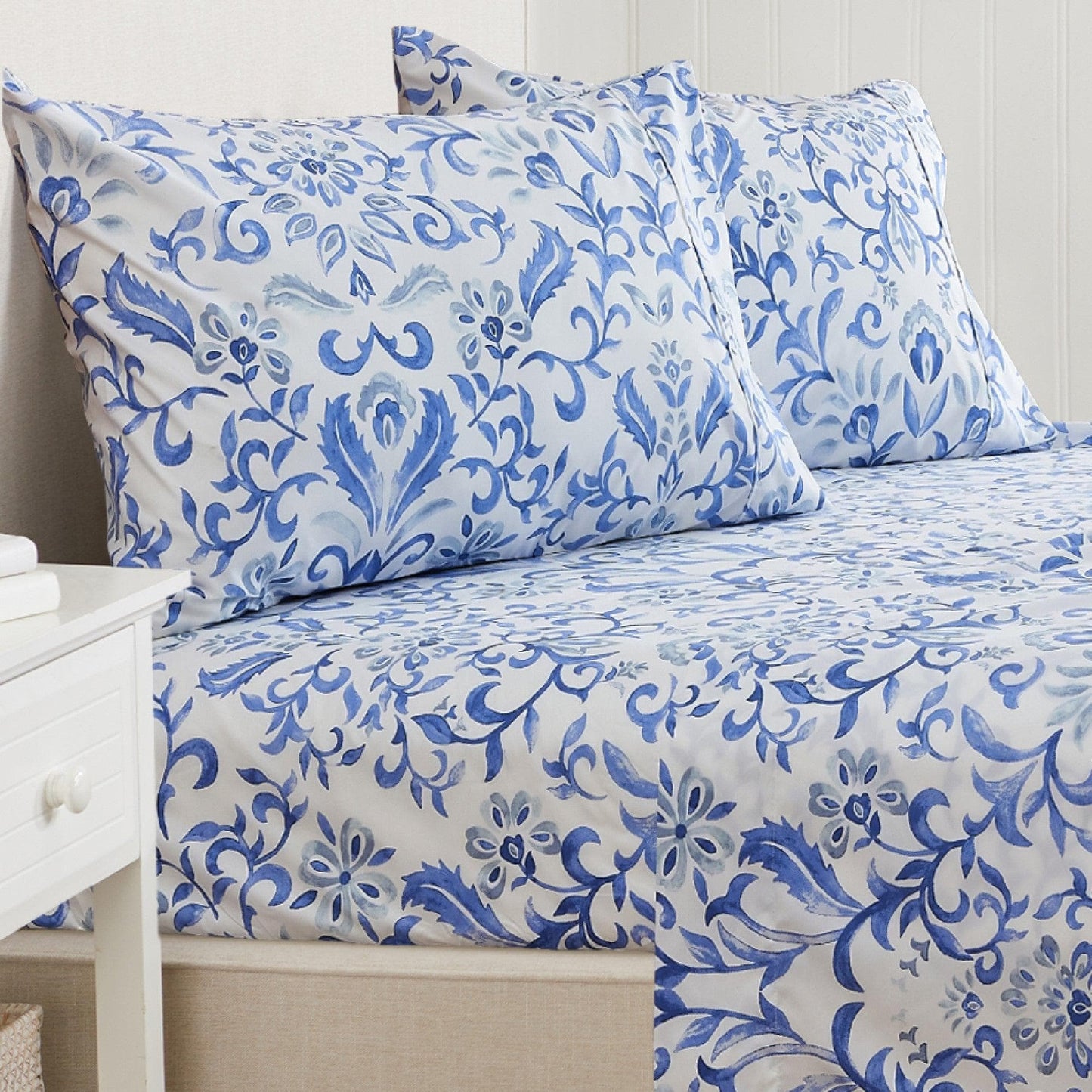 Sleep City Twin / Colorful Floral - Lavender Sheets 4 Piece Watercolor Floral Microfiber Sheet - Delia Collection Great Bay Home