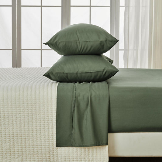 Sleep City Twin / Moss Bed Sheets 4 Piece Rayon Derived from Bamboo Sheet Set - Jordyn Collection Great Bay Home
