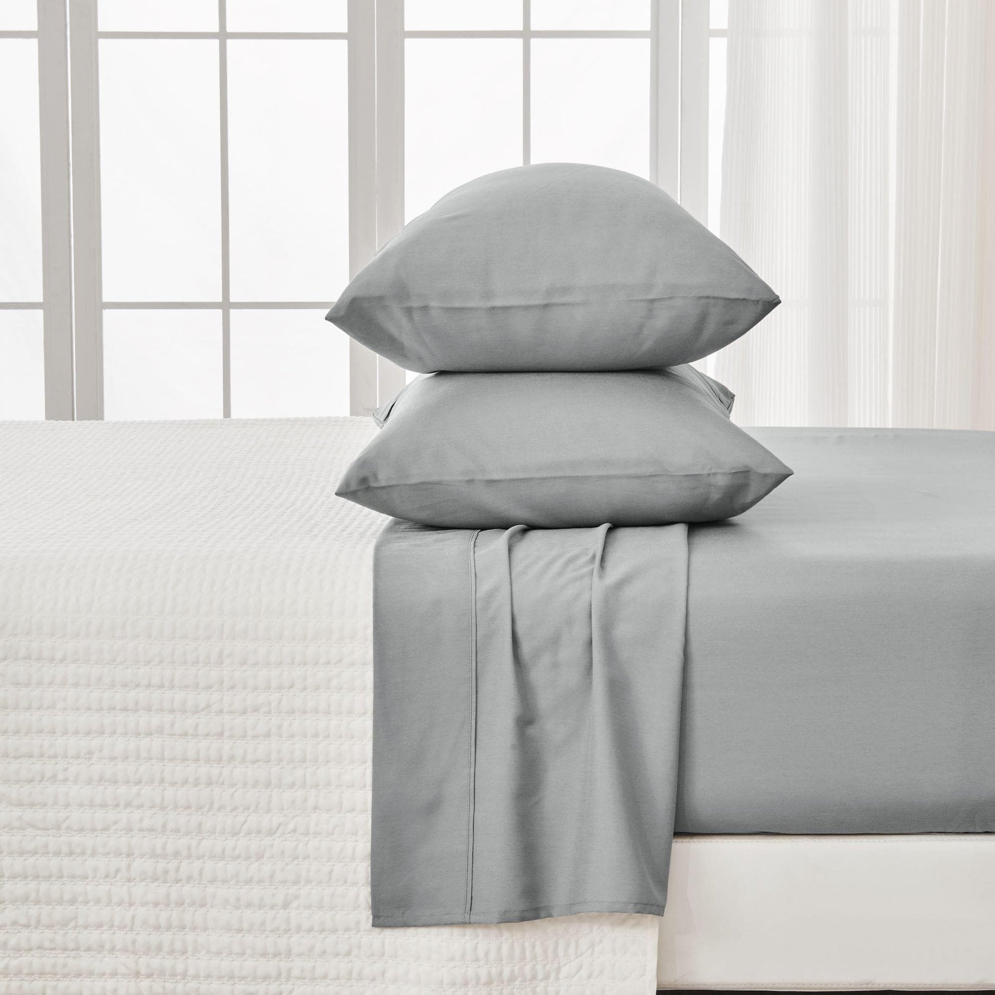 Sleep City Twin / Slate Bed Sheets 4 Piece Rayon Derived from Bamboo Sheet Set - Jordyn Collection Great Bay Home