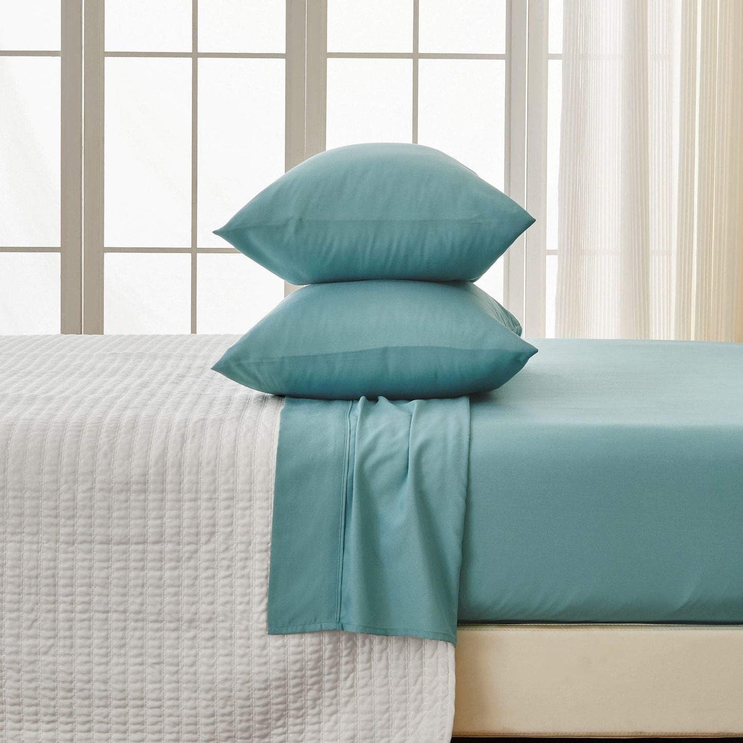 Sleep City Twin / Sea Bed Sheets 4 Piece Rayon Derived from Bamboo Sheet Set - Jordyn Collection Great Bay Home