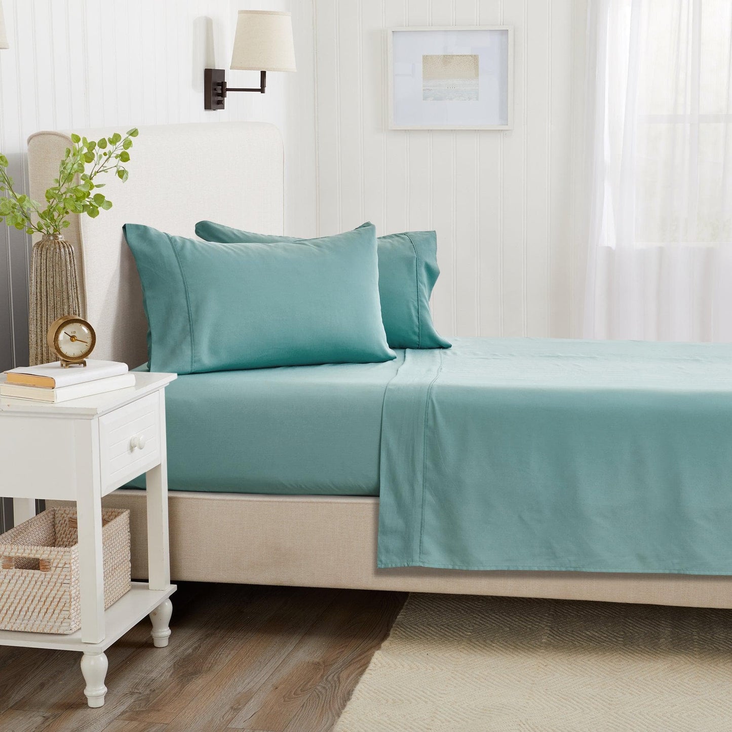 Sleep City Twin / Rose Bed Sheets 4 Piece Rayon Derived from Bamboo Sheet Set - Jordyn Collection Great Bay Home