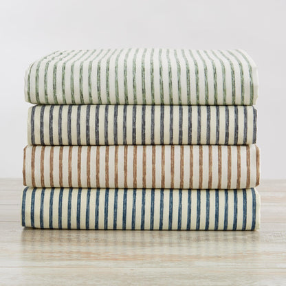 Sleep City Twin / Blue Bed Sheets Striped Microfiber Sheet Set - Evette Collection Great Bay Home