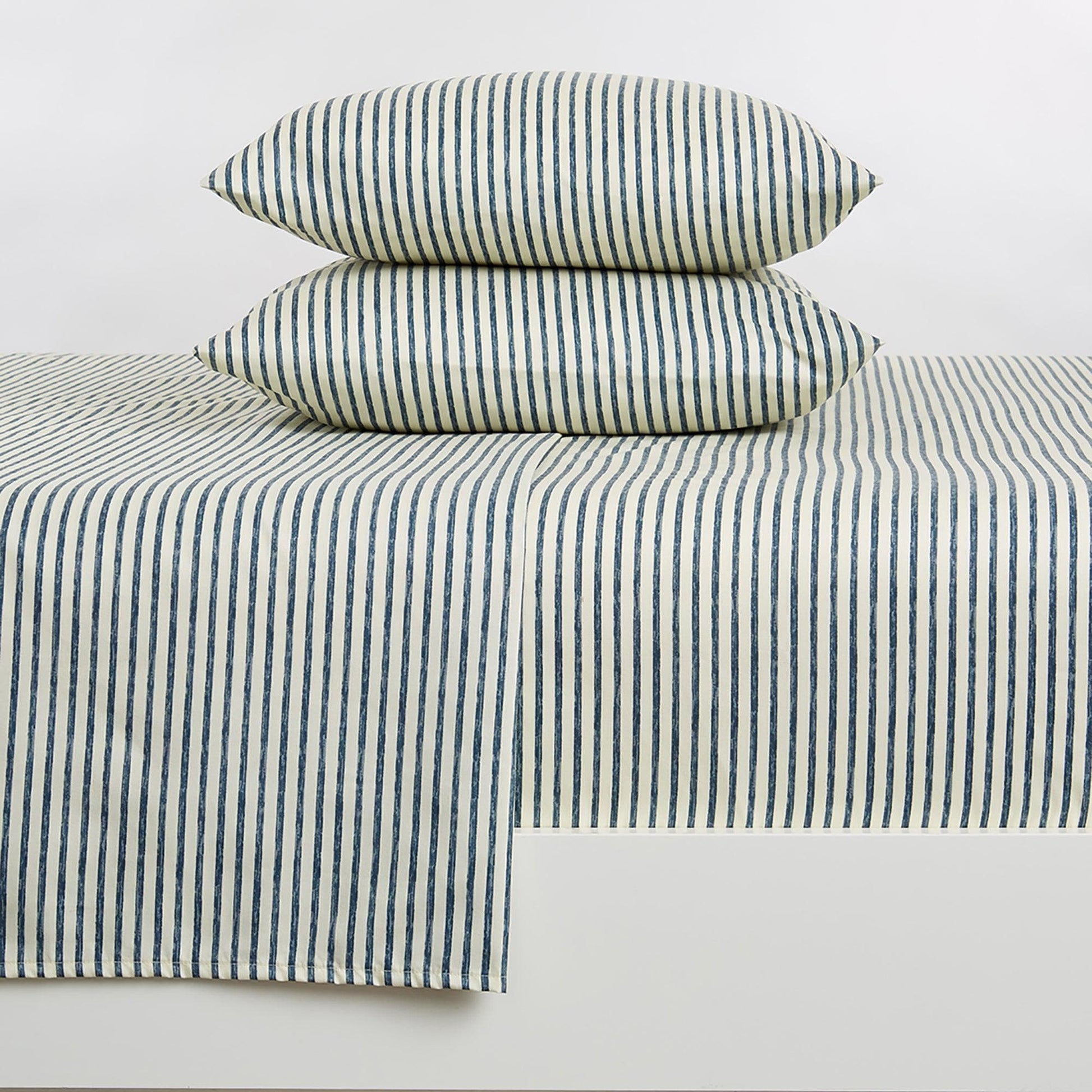 Sleep City Twin / Blue Bed Sheets Striped Microfiber Sheet Set - Evette Collection Great Bay Home