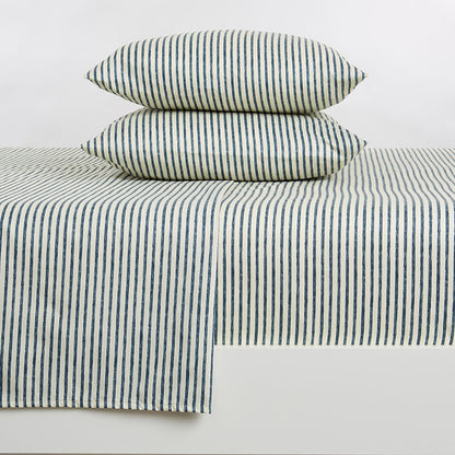 Sleep City Twin / Blue Bed Sheets Striped Microfiber Sheet Set - Evette Collection Great Bay Home