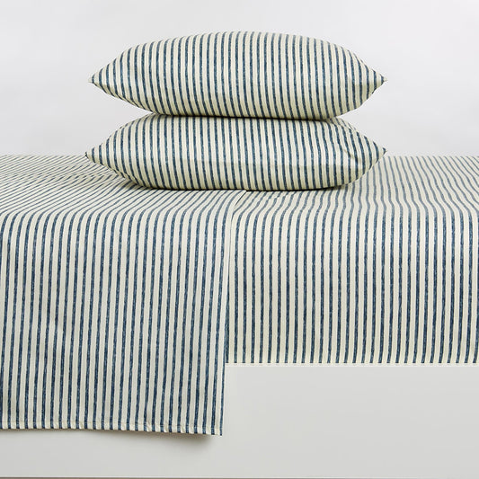 Sleep City Twin / Blue Bed Sheets Striped Microfiber Sheet Set - Evette Collection Great Bay Home