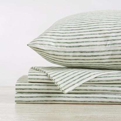 Sleep City Twin / Blue Bed Sheets Striped Microfiber Sheet Set - Evette Collection Great Bay Home