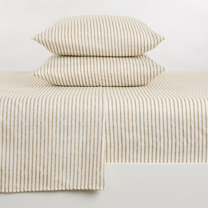 Sleep City Twin / Light Taupe Bed Sheets Striped Microfiber Sheet Set - Evette Collection Great Bay Home
