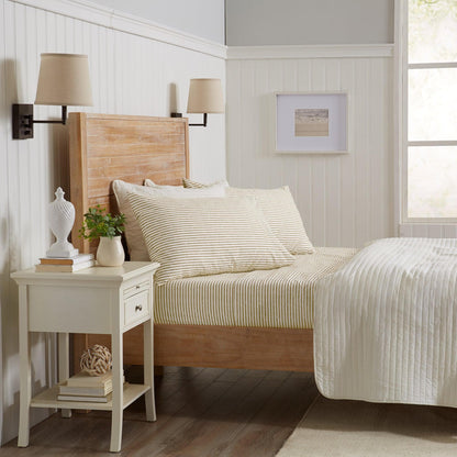 Sleep City Twin / Blue Bed Sheets Striped Microfiber Sheet Set - Evette Collection Great Bay Home