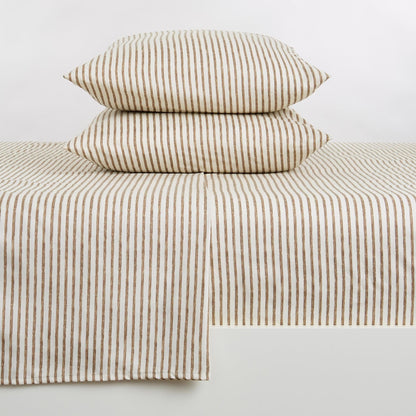 Sleep City Twin / Taupe Bed Sheets Striped Microfiber Sheet Set - Evette Collection Great Bay Home