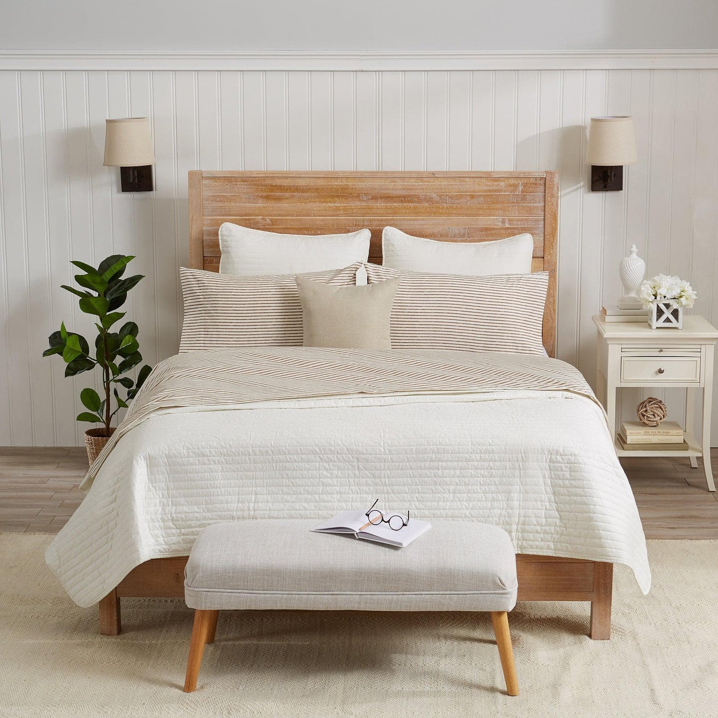 Sleep City Twin / Blue Bed Sheets Striped Microfiber Sheet Set - Evette Collection Great Bay Home