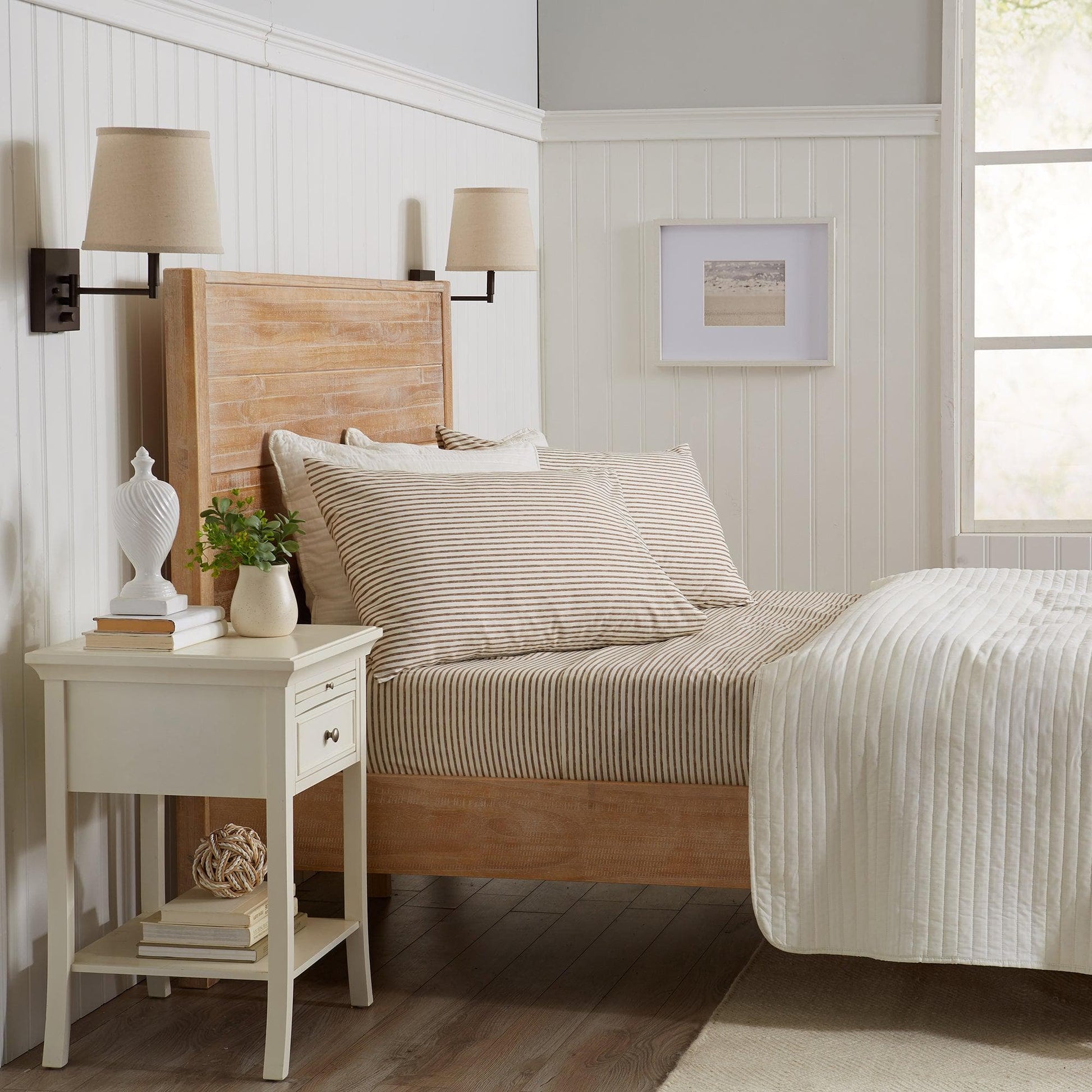 Sleep City Twin / Blue Bed Sheets Striped Microfiber Sheet Set - Evette Collection Great Bay Home