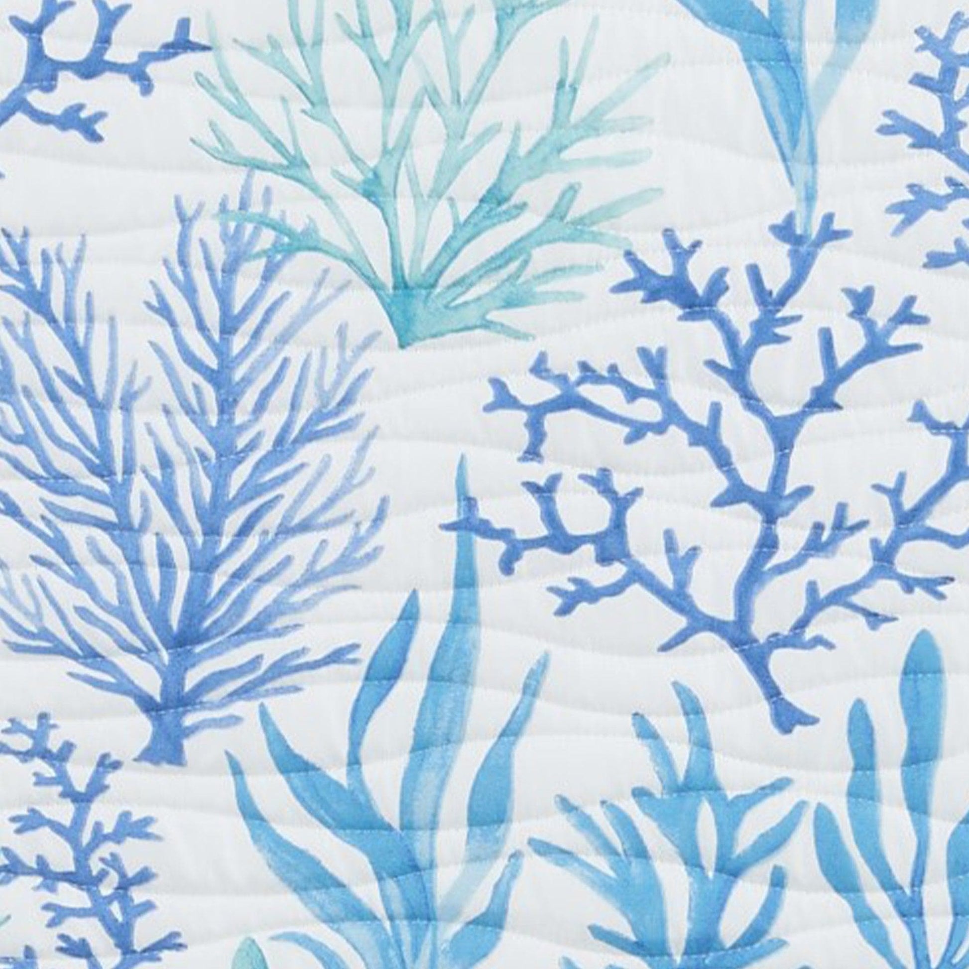 Sleep City King / Watercolor Coral Quilts Blue Coral Quilt - Amelia Island Great Bay Home