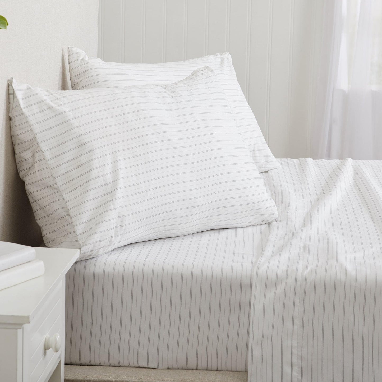 Sleep City Twin / Sky Blue Microfiber Stripe Sheet Set - Adeline Collection Great Bay Home