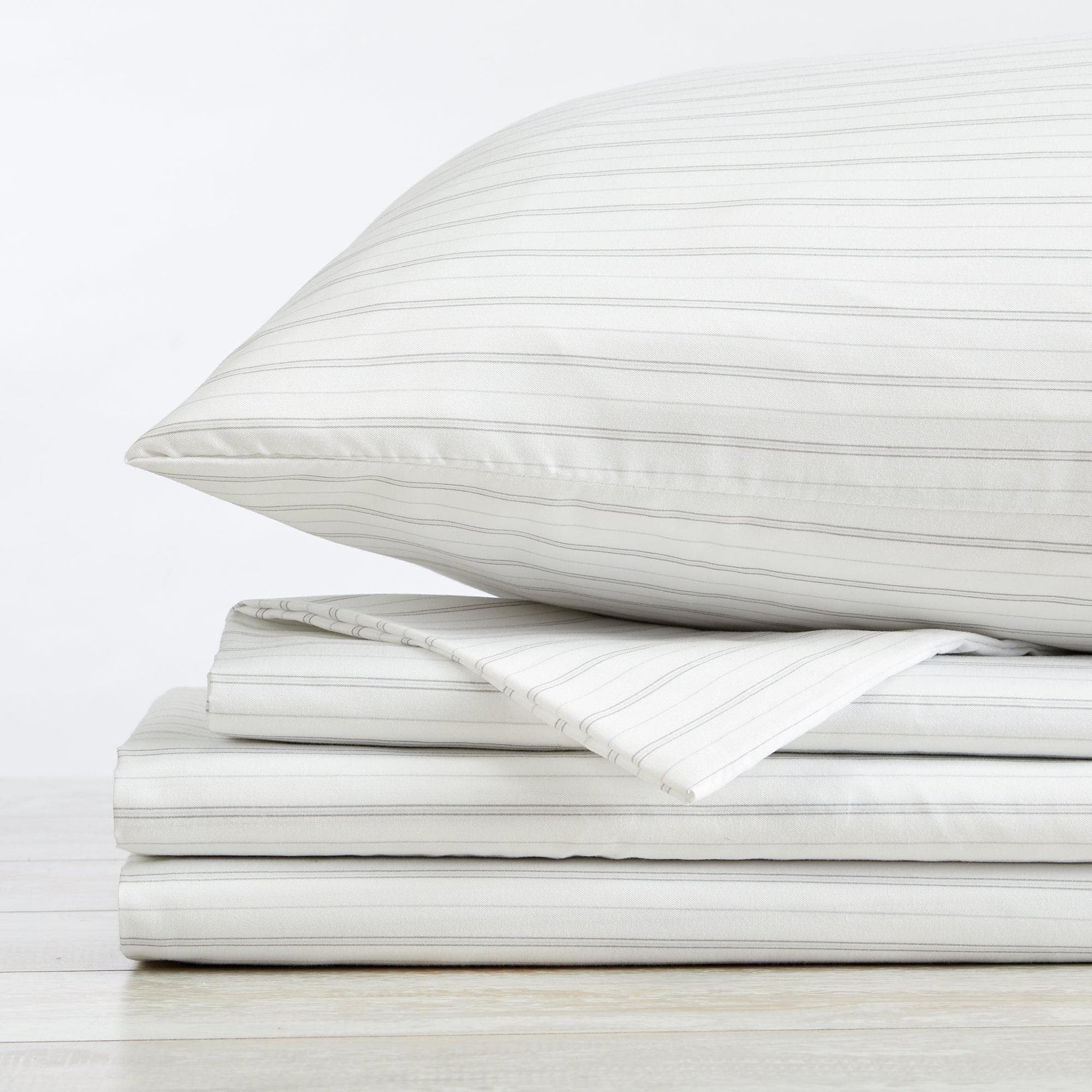 Sleep City Twin / Sky Blue Microfiber Stripe Sheet Set - Adeline Collection Great Bay Home