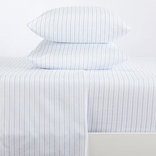 Sleep City Twin / Sky Blue Microfiber Stripe Sheet Set - Adeline Collection Great Bay Home