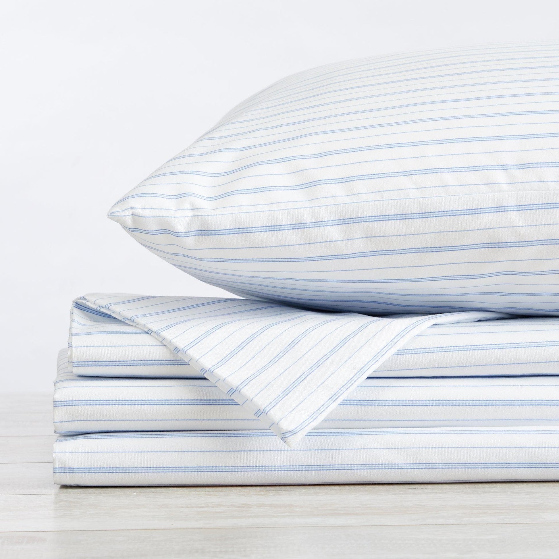 Sleep City Twin / Sky Blue Microfiber Stripe Sheet Set - Adeline Collection Great Bay Home