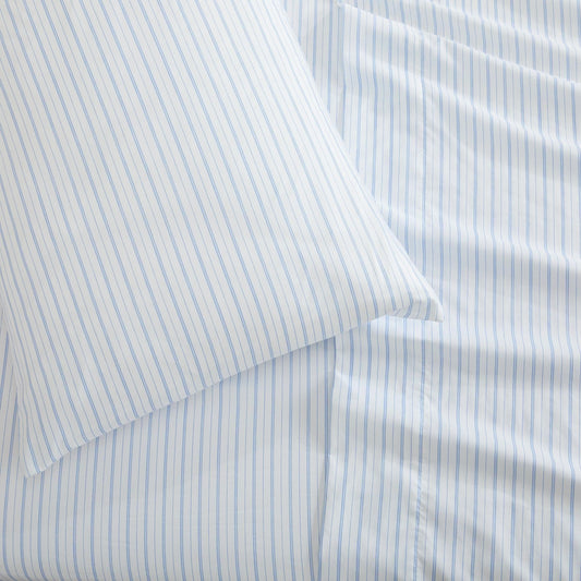 Sleep City Twin / Sky Blue Microfiber Stripe Sheet Set - Adeline Collection Great Bay Home