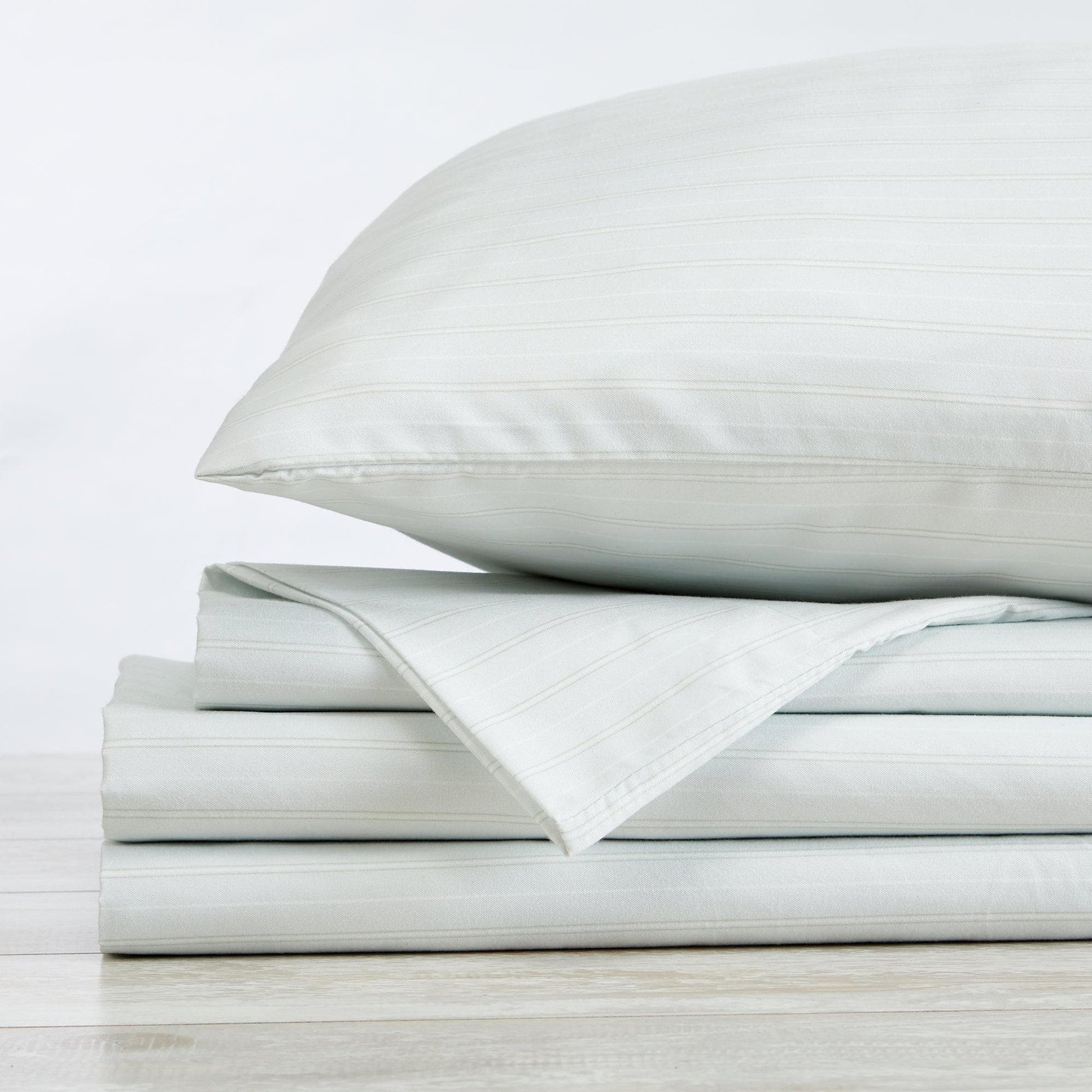 Sleep City Twin / Sky Blue Microfiber Stripe Sheet Set - Adeline Collection Great Bay Home