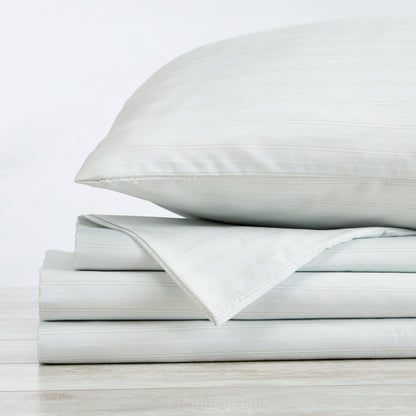 Sleep City Twin / Sky Blue Microfiber Stripe Sheet Set - Adeline Collection Great Bay Home