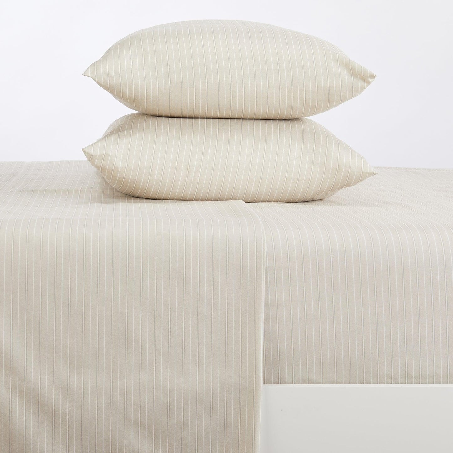 Sleep City Twin / Taupe Microfiber Stripe Sheet Set - Adeline Collection Great Bay Home