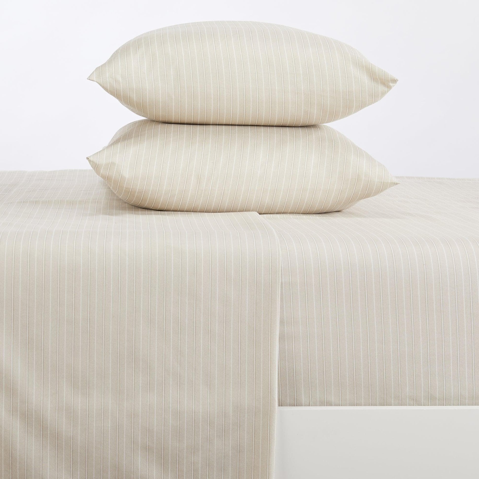 Sleep City Twin / Taupe Microfiber Stripe Sheet Set - Adeline Collection Great Bay Home
