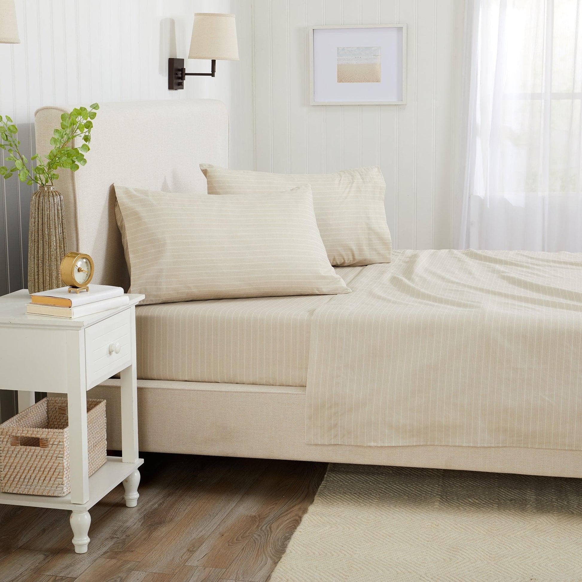 Sleep City Twin / Sky Blue Microfiber Stripe Sheet Set - Adeline Collection Great Bay Home