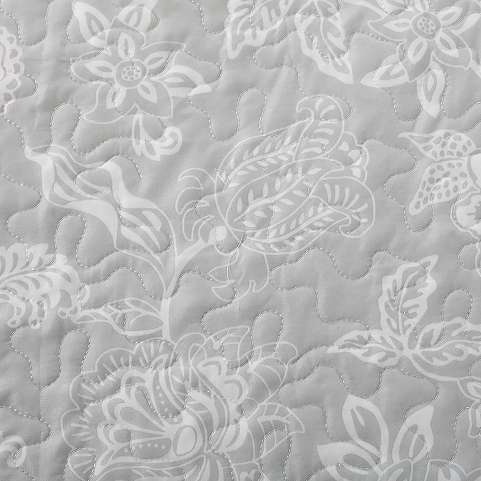 Sleep City Twin / Emma - Grey Quilts 3-Piece Floral Quilt - Emma Collection Great Bay Home